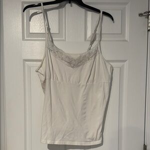 Mossimo Supply Co. Tan and White Fitted Sleeveless Camisole